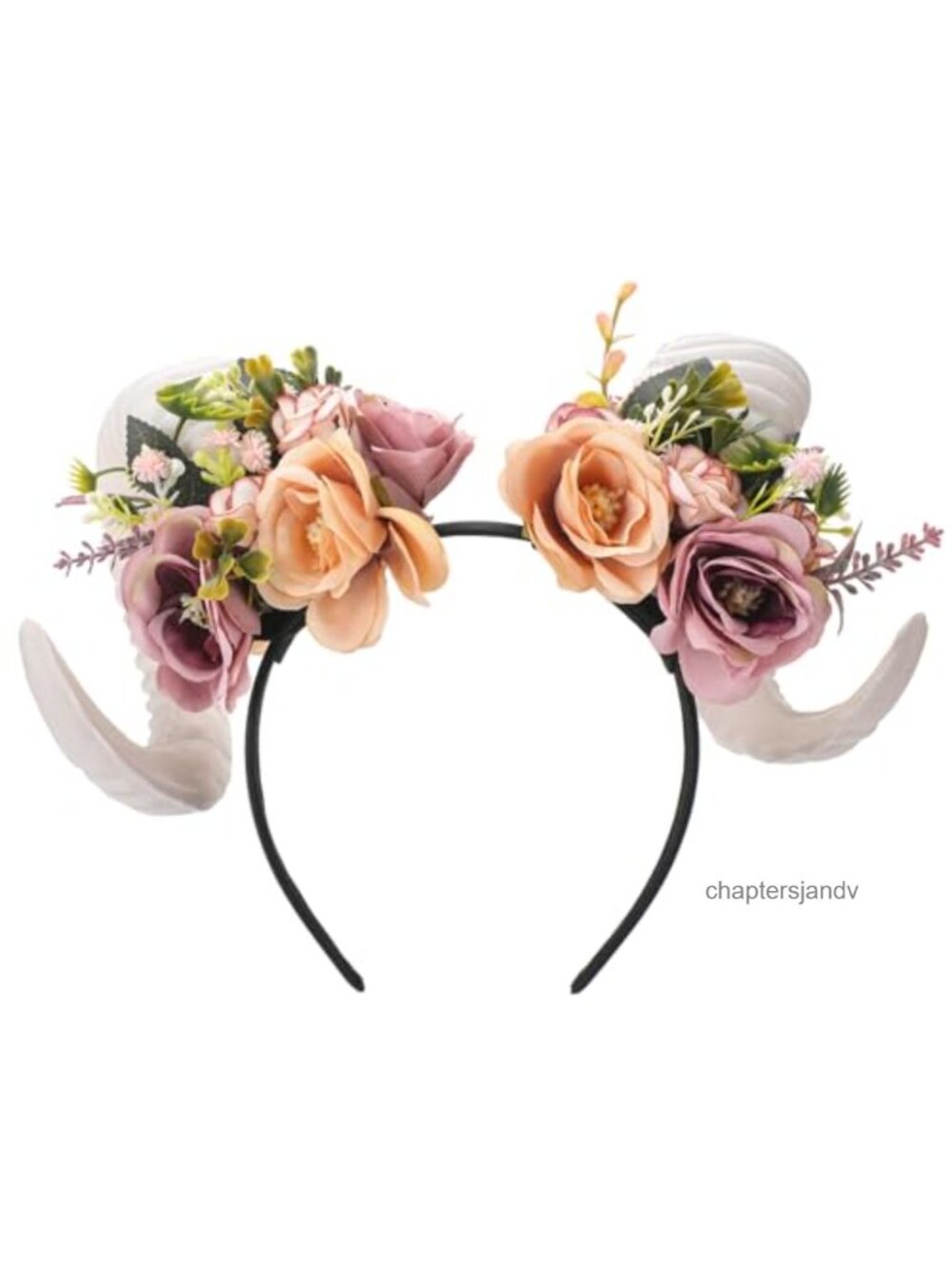 Sheep Horns Headband Detachable Floral Cosplay Renaissance Costume Hair